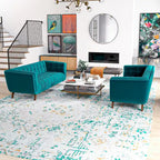 Tufted Velvet Loveseat, Set of 2 – Teal / Smoke / Blue / Grey / Dark Yellow