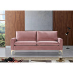 Velvet 3-Seater Sofa with Gold Legs – Pink / Green / Yellow / Cream / Grey / Blue