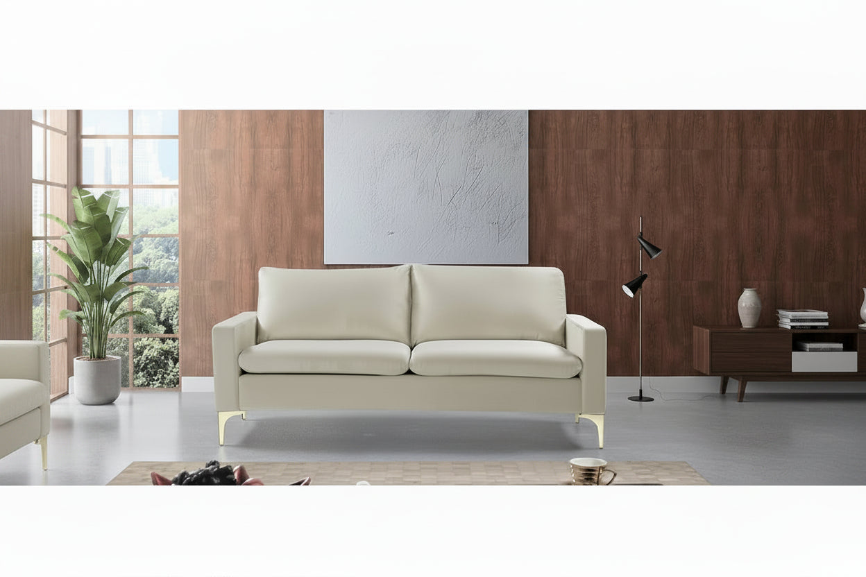 Velvet 3-Seater Sofa with Gold Legs – Pink / Green / Yellow / Cream / Grey / Blue