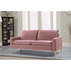 Velvet 3-Seater Sofa with Gold Legs – Pink / Green / Yellow / Cream / Grey / Blue