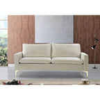 Velvet 3-Seater Sofa with Gold Legs – Pink / Green / Yellow / Cream / Grey / Blue