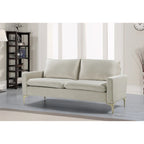Velvet 3-Seater Sofa with Gold Legs – Pink / Green / Yellow / Cream / Grey / Blue