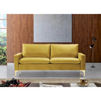 Velvet 3-Seater Sofa with Gold Legs – Pink / Green / Yellow / Cream / Grey / Blue