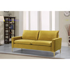 Velvet 3-Seater Sofa with Gold Legs – Pink / Green / Yellow / Cream / Grey / Blue