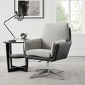 Grey/White/Natural Sherpa Swivel Accent Chair, Single-Seat