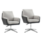 Grey/White/Natural Sherpa Swivel Accent Chair, Single-Seat