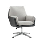 Grey/White/Natural Sherpa Swivel Accent Chair, Single-Seat
