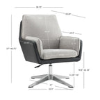 Grey/White/Natural Sherpa Swivel Accent Chair, Single-Seat