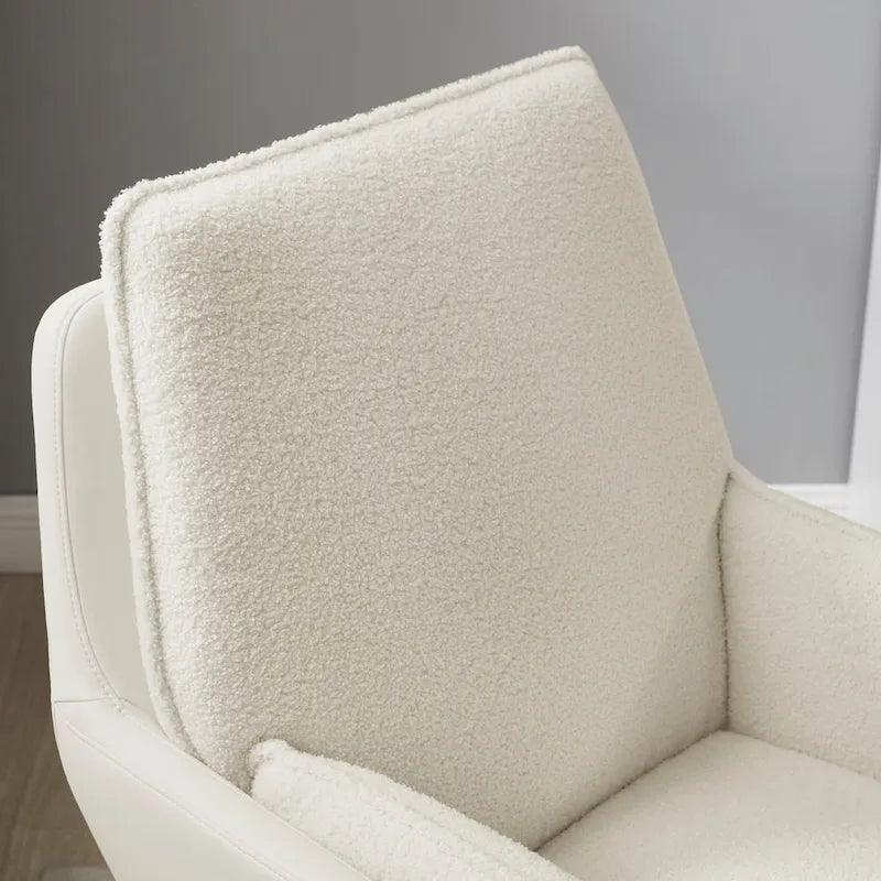 Grey/White/Natural Sherpa Swivel Accent Chair, Single-Seat