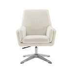 Grey/White/Natural Sherpa Swivel Accent Chair, Single-Seat