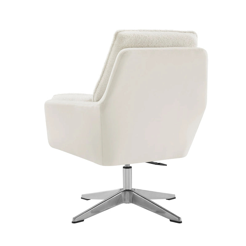 Grey/White/Natural Sherpa Swivel Accent Chair, Single-Seat