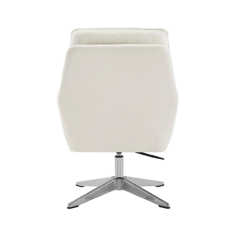 Grey/White/Natural Sherpa Swivel Accent Chair, Single-Seat