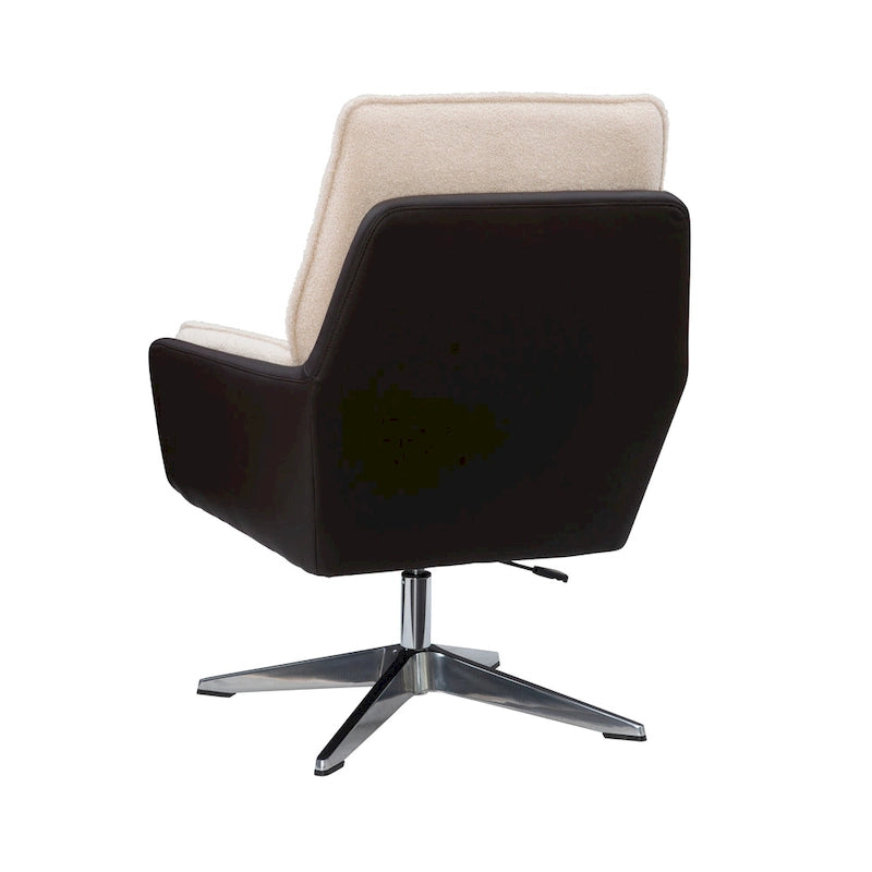 Grey/White/Natural Sherpa Swivel Accent Chair, Single-Seat