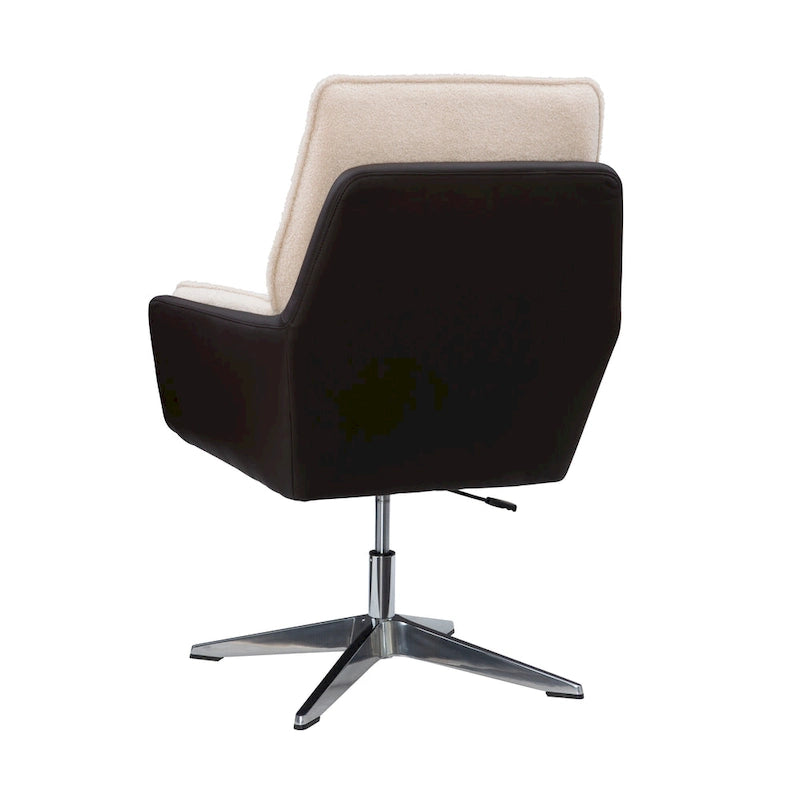 Grey/White/Natural Sherpa Swivel Accent Chair, Single-Seat