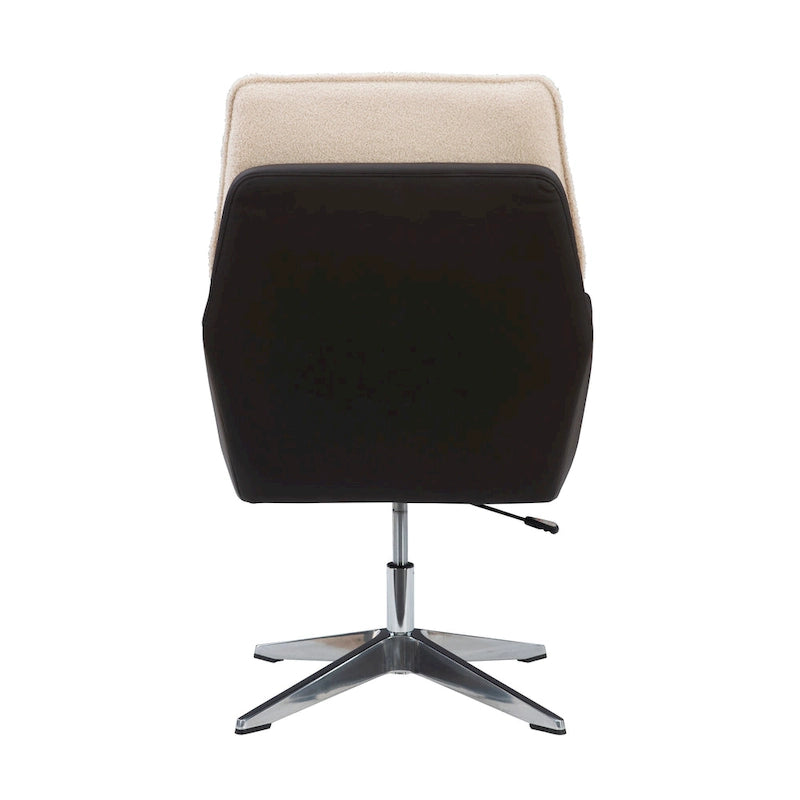Grey/White/Natural Sherpa Swivel Accent Chair, Single-Seat