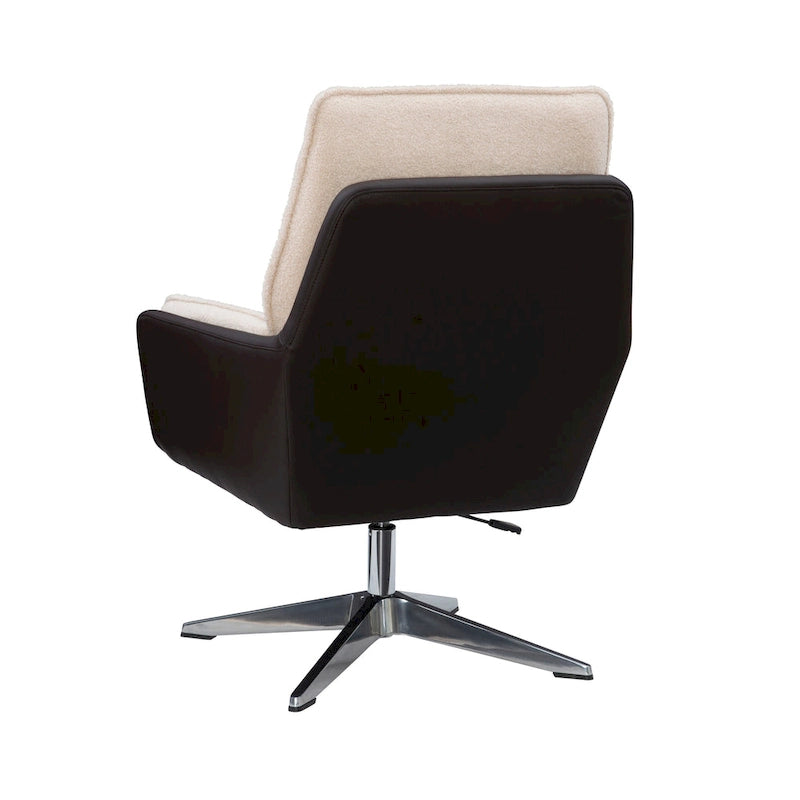 Grey/White/Natural Sherpa Swivel Accent Chair, Single-Seat