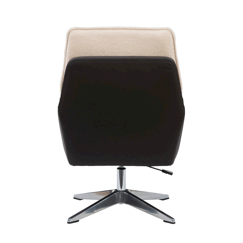 Grey/White/Natural Sherpa Swivel Accent Chair, Single-Seat