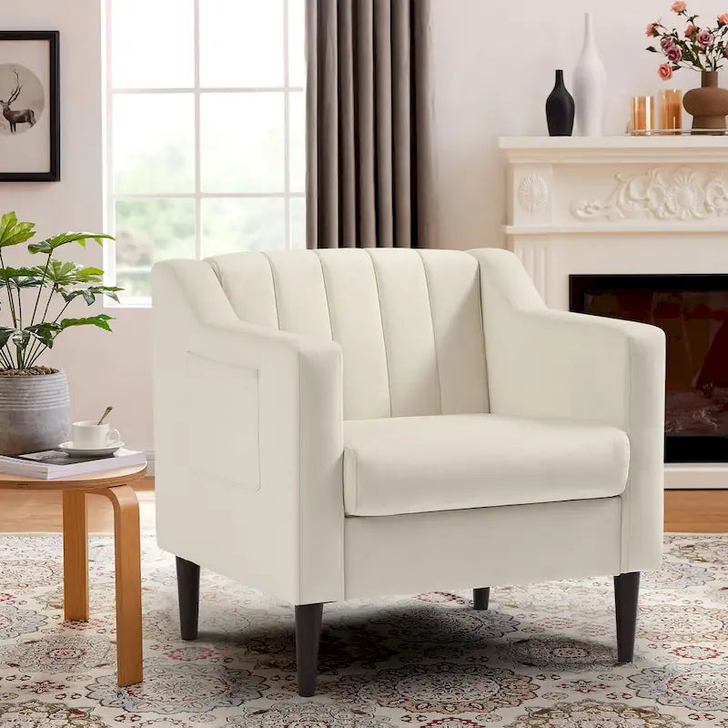 White / Blue / Green / Black Tufted Upholstered Accent Chair, Single Seat