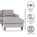 Grey L-Shaped Sectional Sofa, Left Facing, Seats 4–5