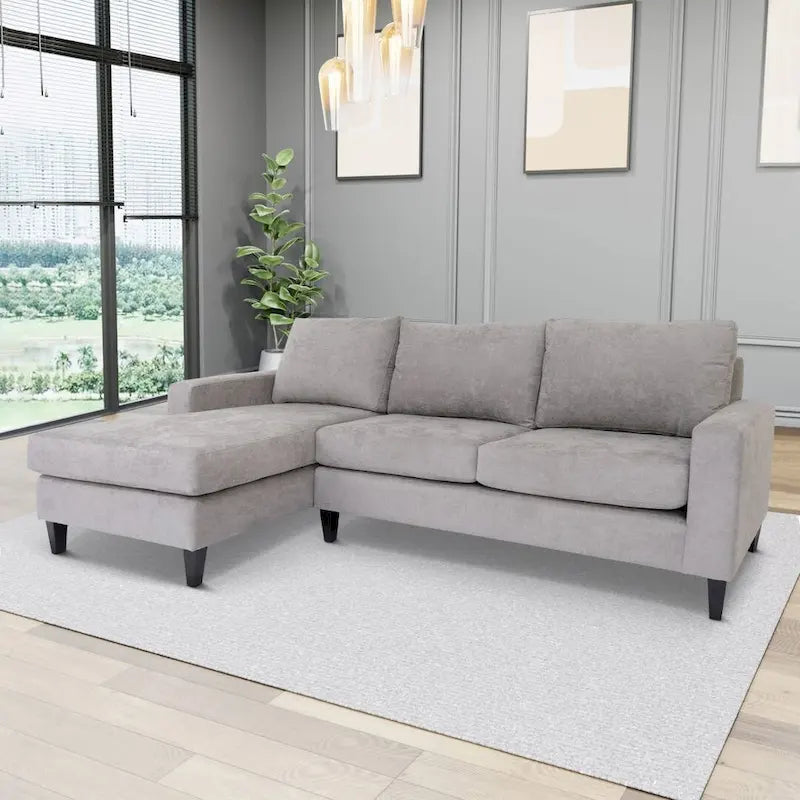 Grey L-Shaped Sectional Sofa, Left Facing, Seats 4–5