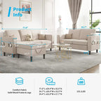 Canapé d'angle convertible gris foncé / gris clair / beige, 3 places + causeuse + pouf, pour 5 à 6 personnes