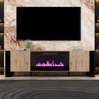Wood Grain & Black TV Stand with Electric Fireplace Insert, 3 Options, for 1 Room
