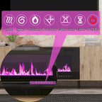 Wood Grain & Black TV Stand with Electric Fireplace Insert, 3 Options, for 1 Room