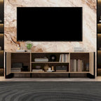 Wood Grain & Black TV Stand with Electric Fireplace Insert, 3 Options, for 1 Room