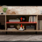 Wood Grain & Black TV Stand with Electric Fireplace Insert, 3 Options, for 1 Room