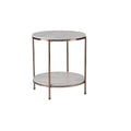 HomeRoots 24  Champagne Faux Marble And Iron Round End Table With Shelf - 22x22x24.25