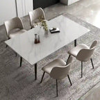Ensemble table à manger extensible en pierre frittée blanche/noire, 6 à 10 places
