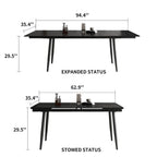 Ensemble table à manger extensible en pierre frittée blanche/noire, 6 à 10 places