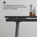 Ensemble table à manger extensible en pierre frittée blanche/noire, 6 à 10 places