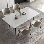 Ensemble table à manger extensible en pierre frittée blanche/noire, 6 à 10 places