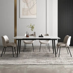 Ensemble table à manger extensible en pierre frittée blanche/noire, 6 à 10 places