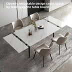 Ensemble table à manger extensible en pierre frittée blanche/noire, 6 à 10 places