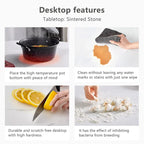 Ensemble table à manger extensible en pierre frittée blanche/noire, 6 à 10 places