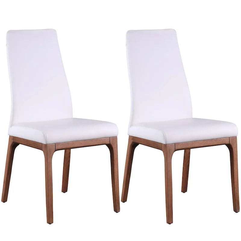 White/Grey & Black/Grey Faux Leather Modern Side Chair with Wood Base, Set of 2