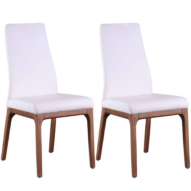 Chaise d'appoint moderne en similicuir blanc/gris et noir/gris avec base en bois, lot de 2