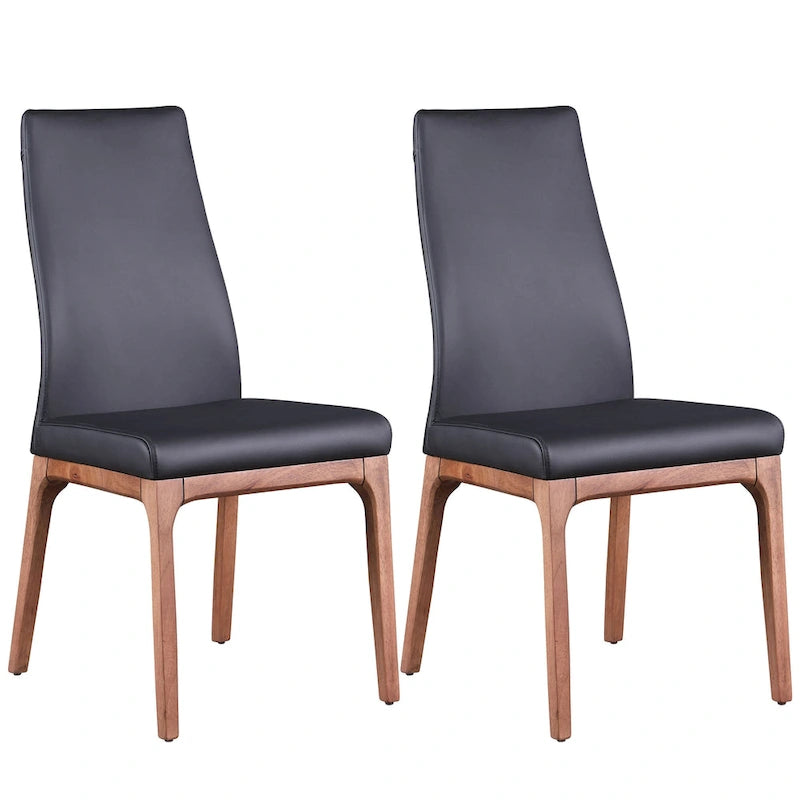Chaise d'appoint moderne en similicuir blanc/gris et noir/gris avec base en bois, lot de 2