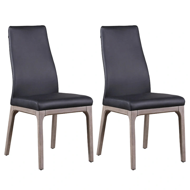 Chaise d'appoint moderne en similicuir blanc/gris et noir/gris avec base en bois, lot de 2