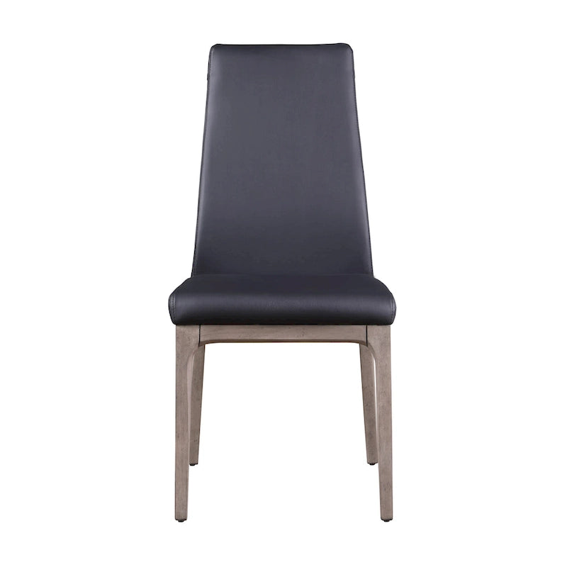 Chaise d'appoint moderne en similicuir blanc/gris et noir/gris avec base en bois, lot de 2