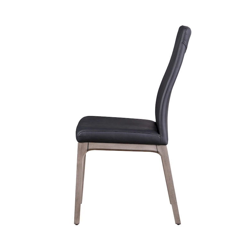 Chaise d'appoint moderne en similicuir blanc/gris et noir/gris avec base en bois, lot de 2