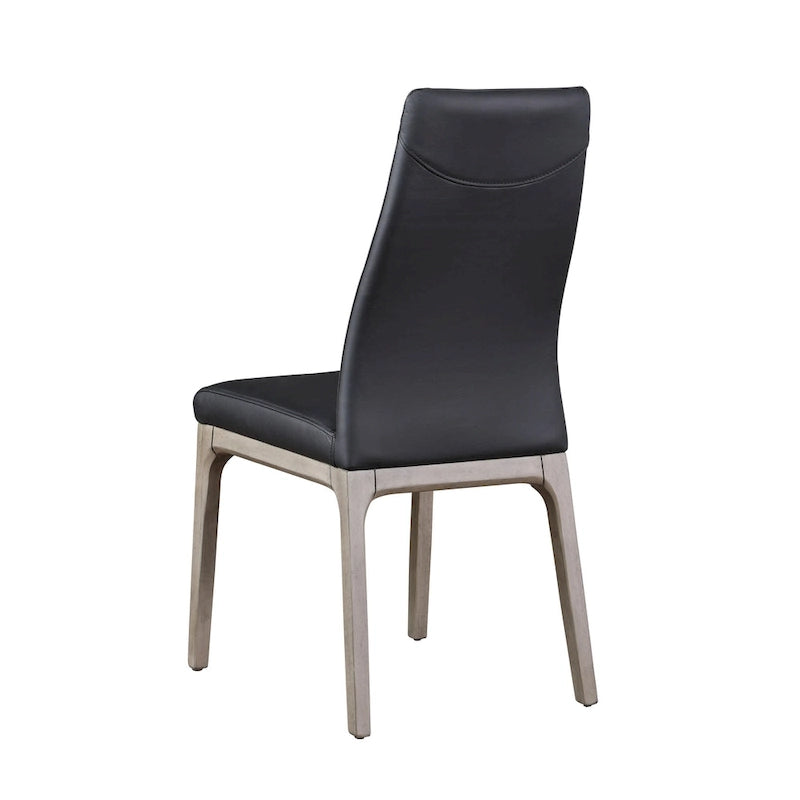 Chaise d'appoint moderne en similicuir blanc/gris et noir/gris avec base en bois, lot de 2