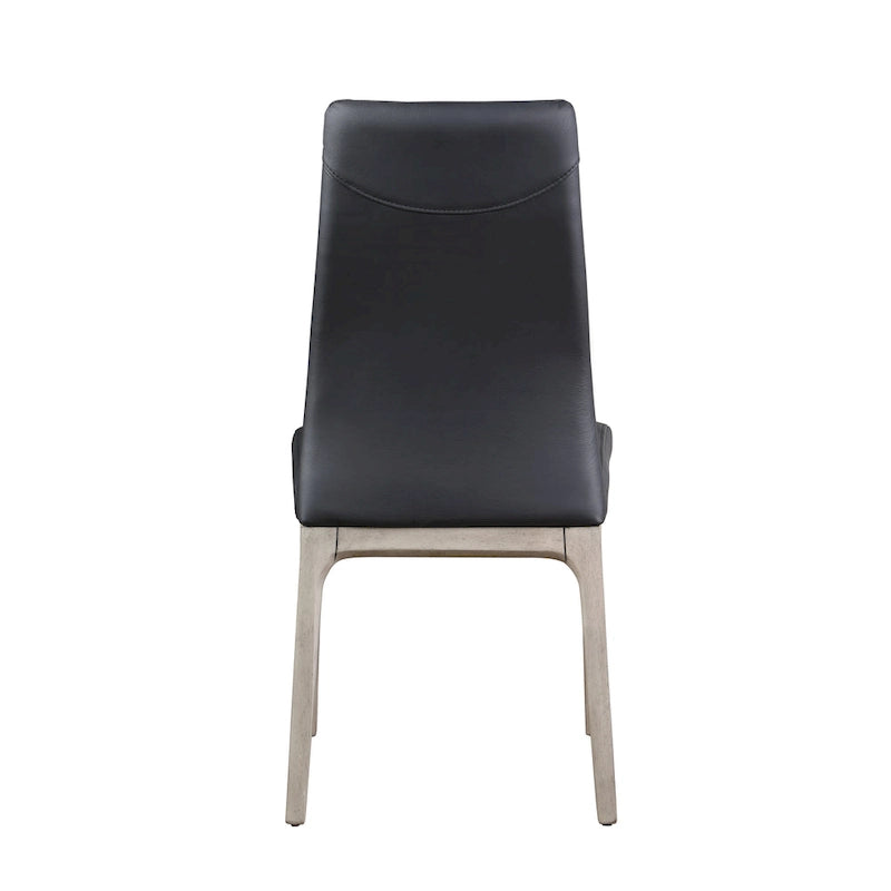 Chaise d'appoint moderne en similicuir blanc/gris et noir/gris avec base en bois, lot de 2