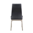 Chaise d'appoint moderne en similicuir blanc/gris et noir/gris avec base en bois, lot de 2