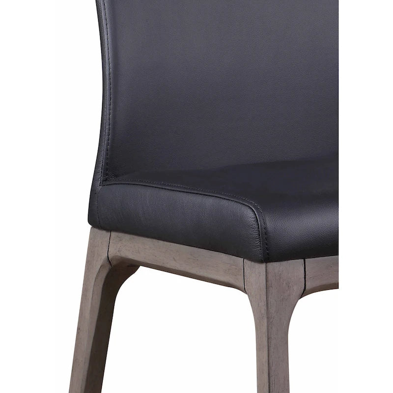 Chaise d'appoint moderne en similicuir blanc/gris et noir/gris avec base en bois, lot de 2