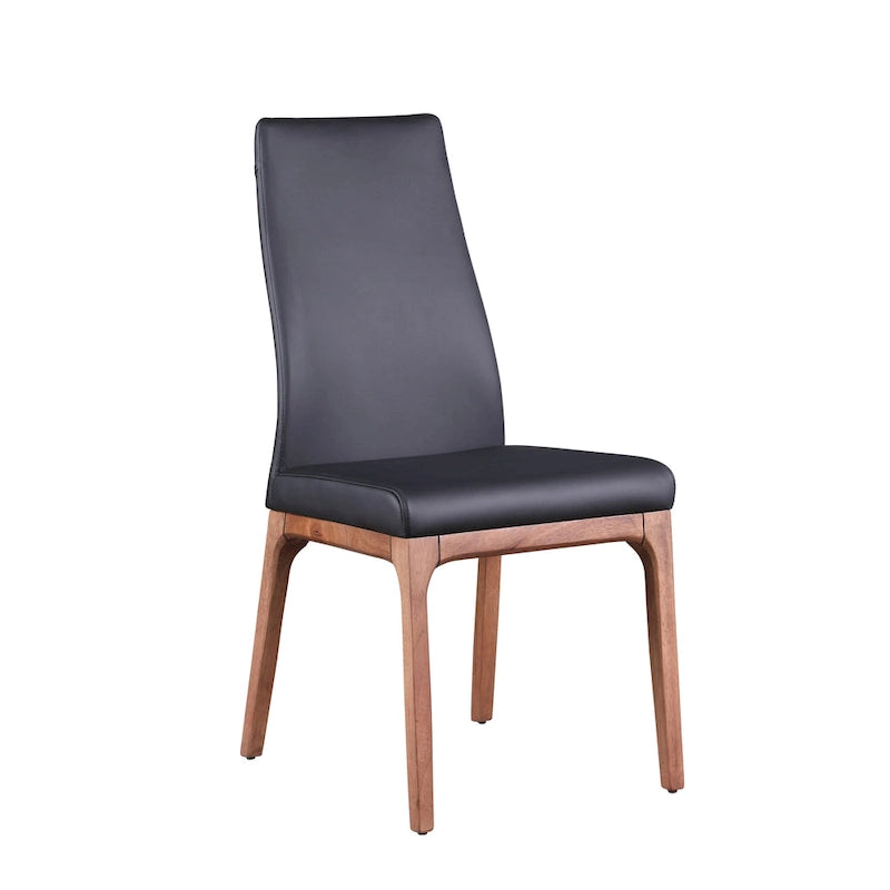 Chaise d'appoint moderne en similicuir blanc/gris et noir/gris avec base en bois, lot de 2