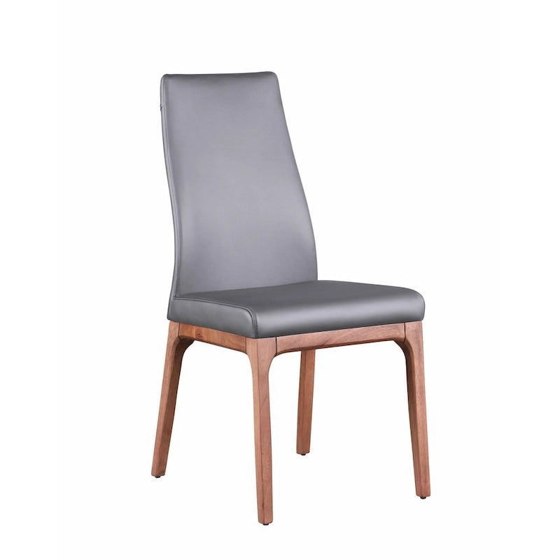Chaise d'appoint moderne en similicuir blanc/gris et noir/gris avec base en bois, lot de 2