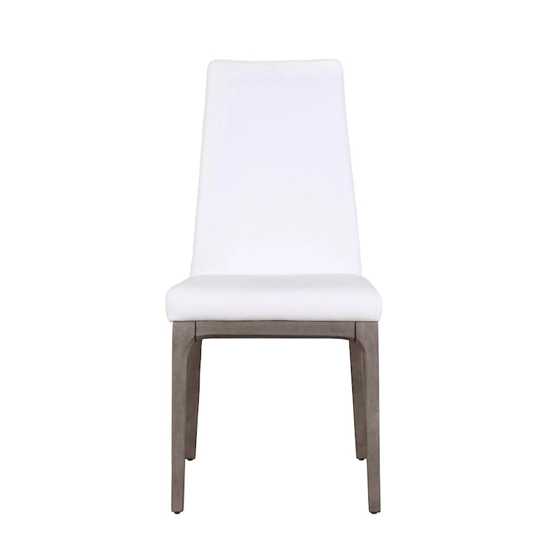 Chaise d'appoint moderne en similicuir blanc/gris et noir/gris avec base en bois, lot de 2